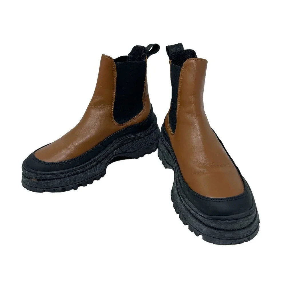 LAST Trail Chelsea‎ Boots Leather/Rubber Foxing Tan Platform Size 36 US 5.5 - Picture 2 of 9